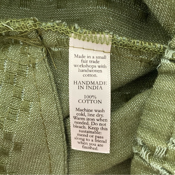 LIZ ALIG Katie Handwoven Cotton Pants - Green - Cropped - Large - Picture 5 of 7